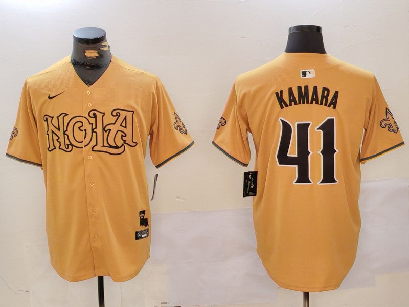 Men's New Orleans Saints Alvin Kamara #41 Yellow Game Player jersey