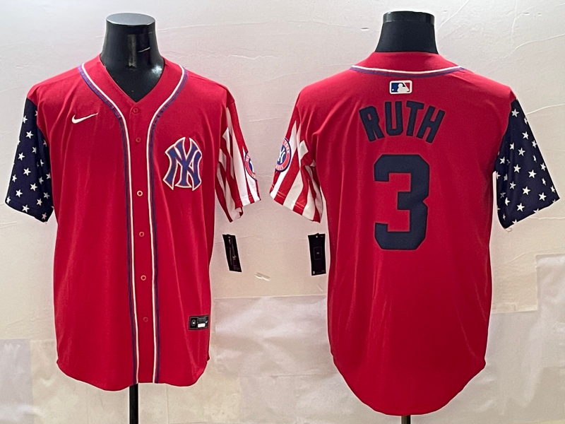 Men's New York Yankees Babe Ruth #3 Red Limited Player Jersey