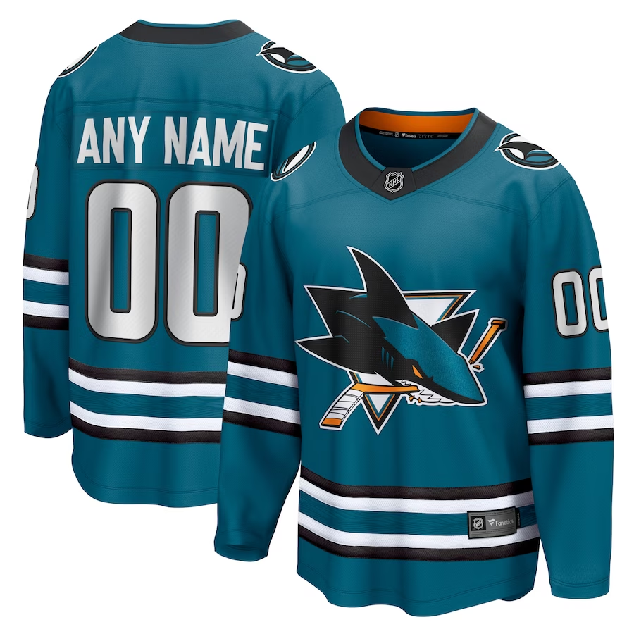 Men's San Jose Sharks Teal Home Primegreen Authentic Pro Custom jersey