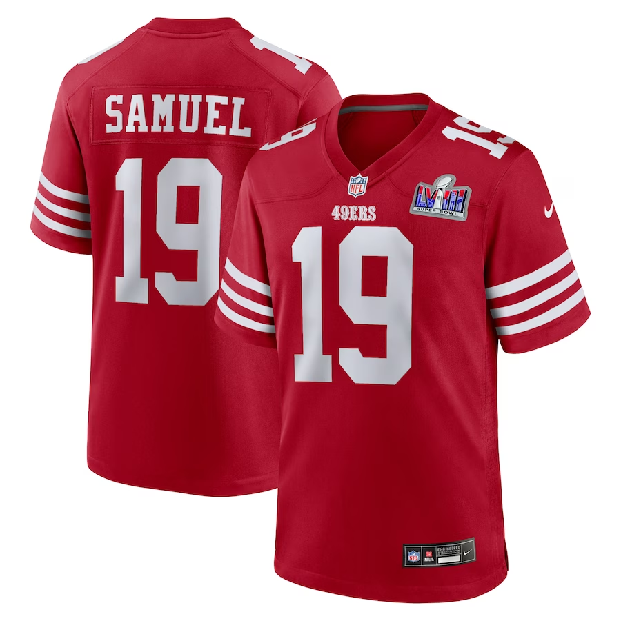 Men's San Francisco 49ers Deebo Samuel #19 Scarlet Super Bowl LVIII Game jersey