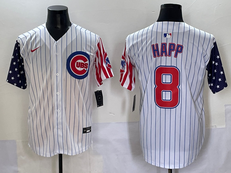 Men's Chicago Cubs Ian Happ #8 White Replica Player Jersey