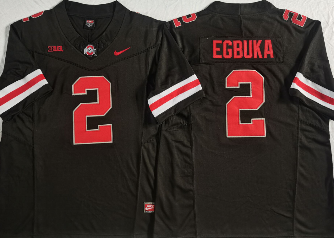 Men's Ohio State Buckeyes Emeka Egbuka #2 Black Game Jersey