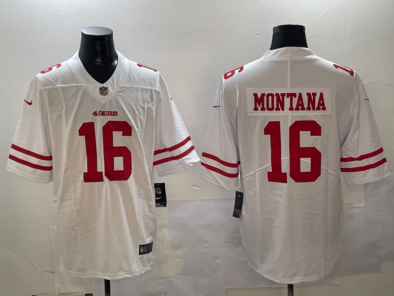 Men's San Francisco 49ers Joe Montana #16 White Game jersey