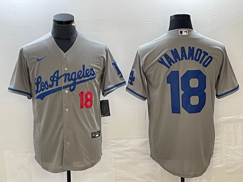 Men's Los Angeles Dodgers Yoshinobu Yamamoto #18 Gray Game jersey