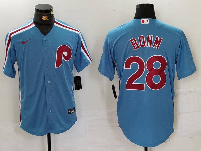 Men's Philadelphia Phillies Alec Bohm #28 Light Blue Alternate Limited jersey