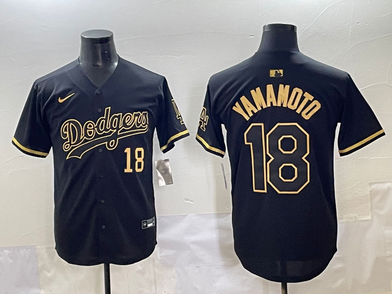 Men's Los Angeles Dodgers Yoshinobu Yamamoto #18 Black Alternate Player Jersey