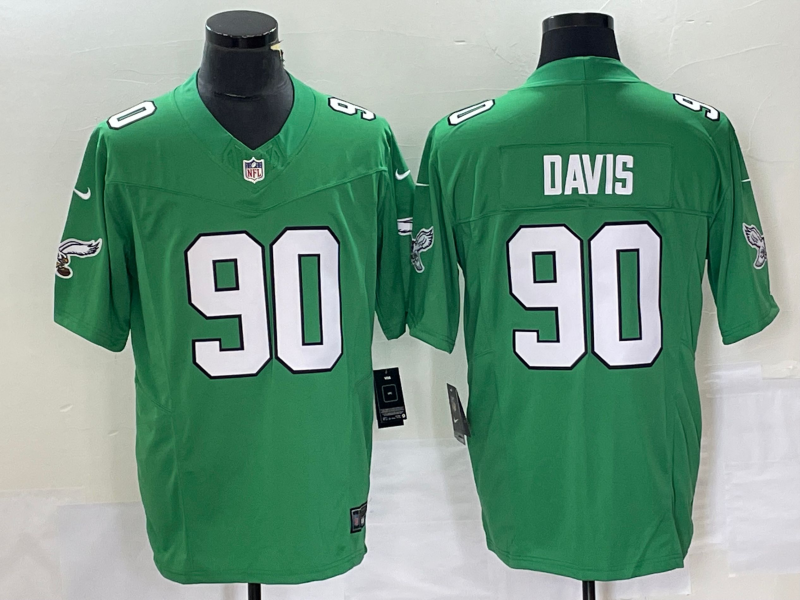 Men's Philadelphia Eagles Jordan Davis #90 Kelly Green Game jersey