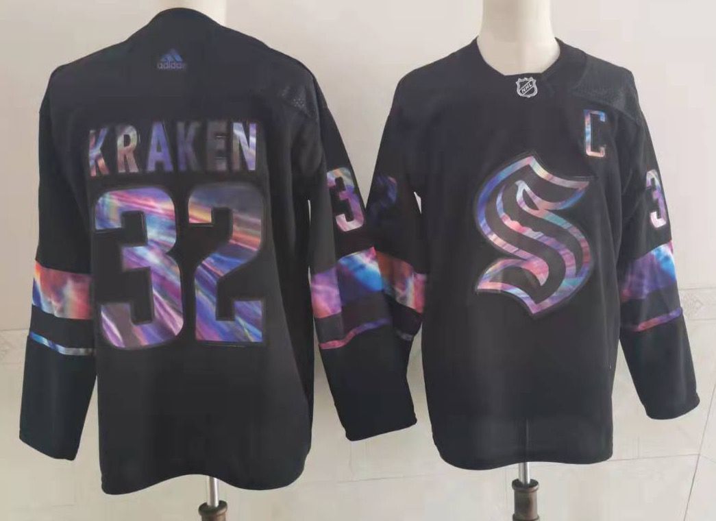 Men's Seattle Kraken Kraken #32 Black Game jersey