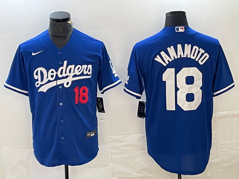 Men's Los Angeles Dodgers Yoshinobu Yamamoto #18 Royal Replica Game jersey