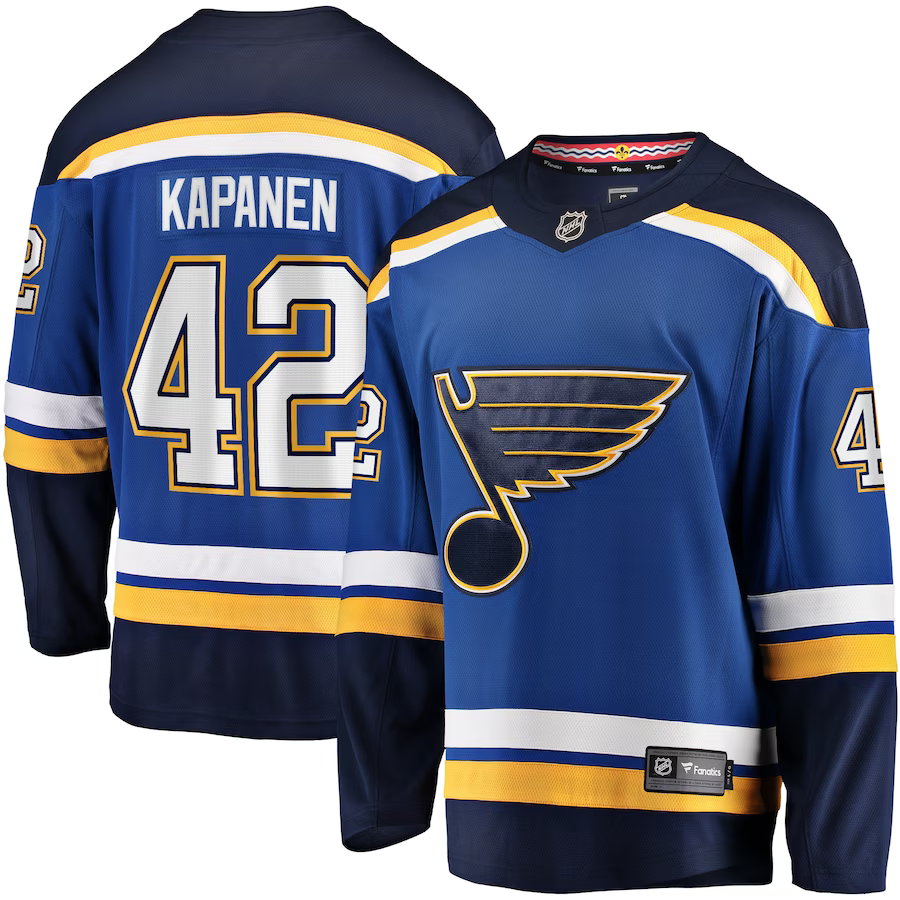 Men's St. Louis Blues Kasperi Kapanen #42 Blue Home Breakaway Player jersey