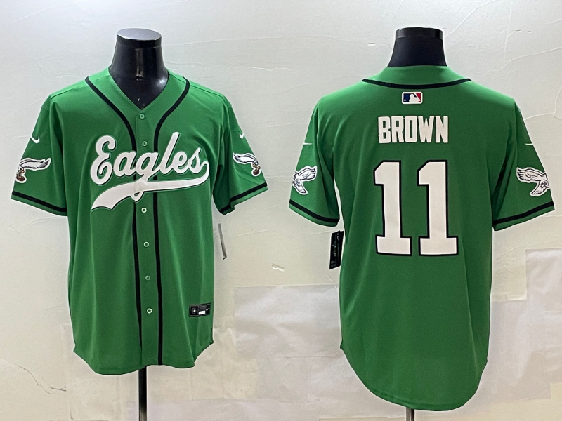 Men's Philadelphia Eagles A.J. Brown #11 Green Team Game jersey