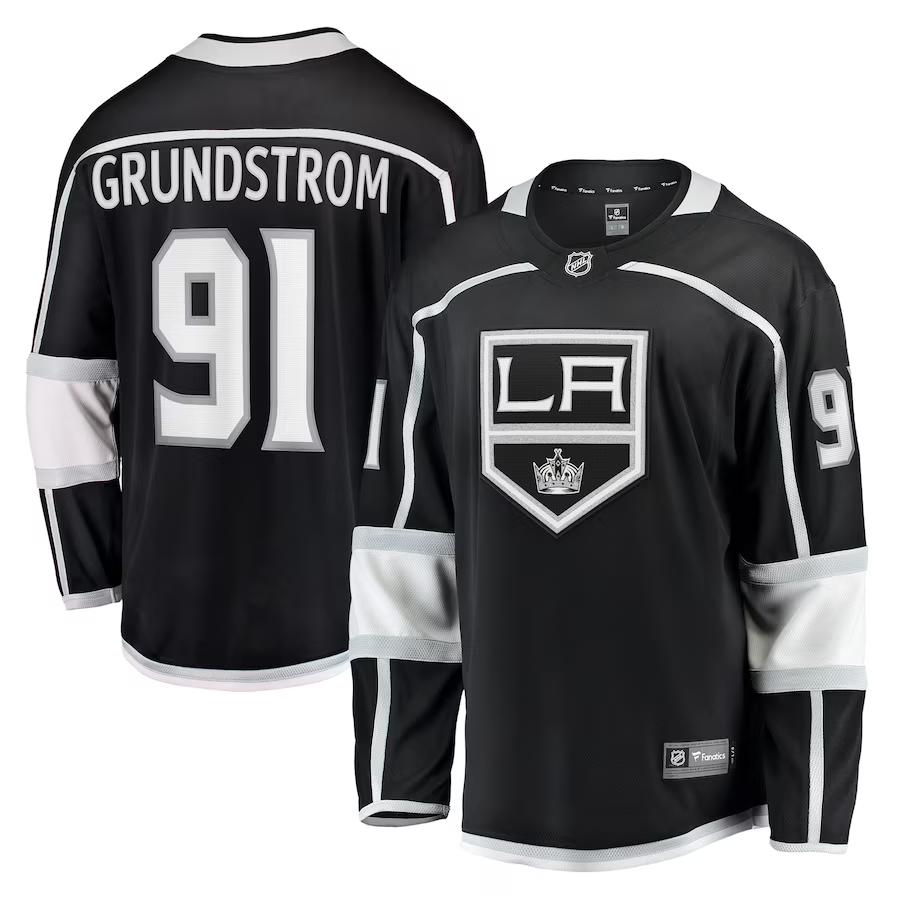 Men's Los Angeles Kings Carl Grundstrom #91 Black Home Breakaway Player jersey