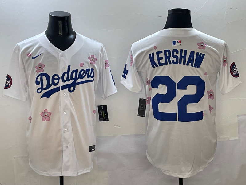 Men's Los Angeles Dodgers Clayton Kershaw #22 White Game Player Jersey