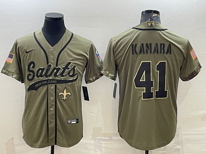 Men's New Orleans Saints Alvin Kamara #41 Olive 2022 Salute To Service Retired Player Limited jersey Joint Edition