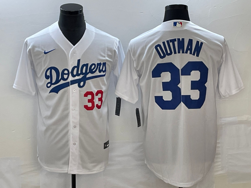 Men's Los Angeles Dodgers James Outman #33 White Home Replica Player jersey