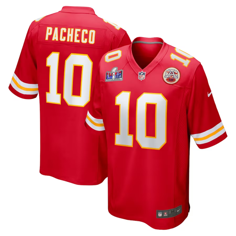 Men's Kansas City Chiefs Isiah Pacheco #10 Red Super Bowl LVIII Game jersey