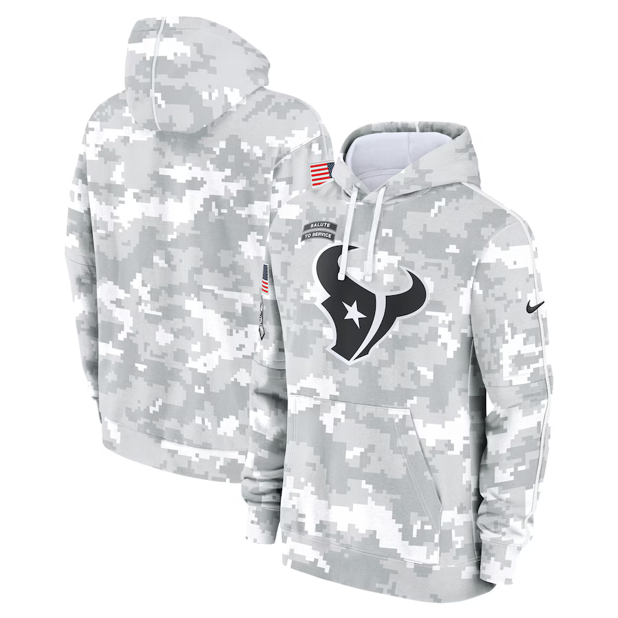 Men's Houston Texans Arctic Camo 2024 Salute to Service Club Fleece Pullover Hoodie1