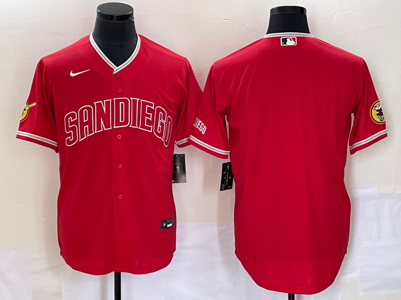 Men's San Diego Padres Red Replica Blank jersey