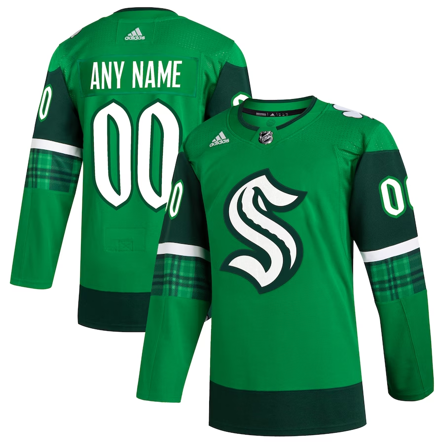 Men's Seattle Kraken Kelly Green St. Patrick's Day Authentic Custom jersey