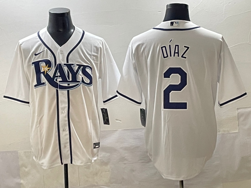 Men's Tampa Bay Rays Yandy Diaz #2 White Home Replica Player Jersey