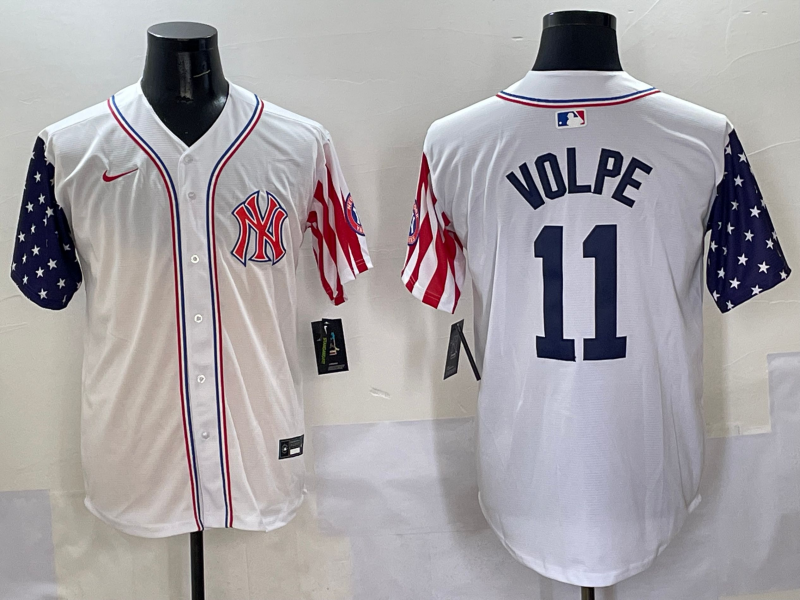 Men's New York Yankees Anthony Volpe #11 White Team Player Game Jersey