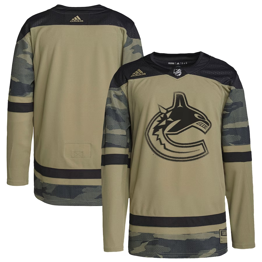 Men's Vancouver Canucks Camo Logo Military Appreciation Team Authentic Practice Blank jersey