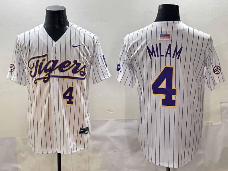 Men's LSU Tigers Steven Milam #4 White Replica Player Jersey