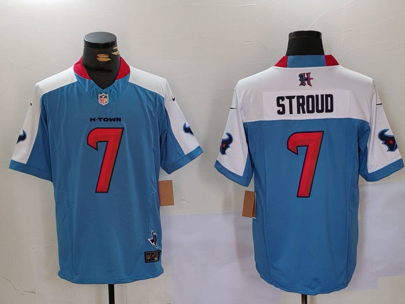 Men's Houston Texans C.J. Stroud #7 Light Blue Game Jersey