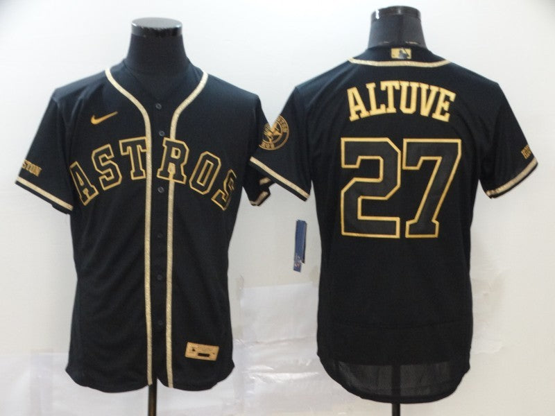 Men's Houston Astros Jose Altuve #27 Black Stitched jersey