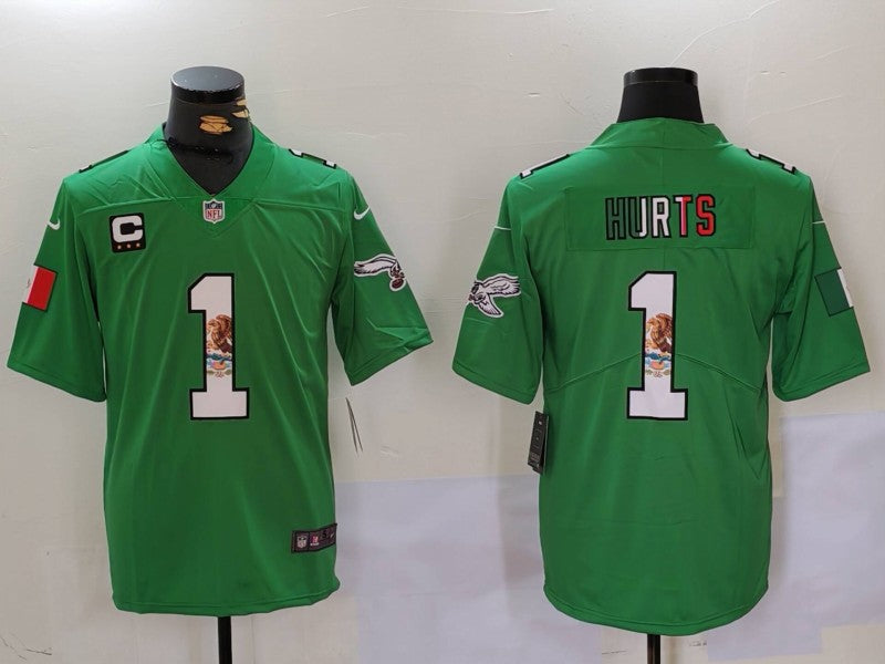 Men's Philadelphia Eagles Jalen Hurts #1 Kelly Green Alternate Game jersey