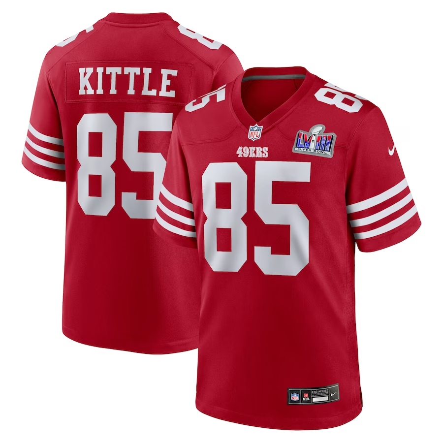 Men's San Francisco 49ers George Kittle #85 Scarlet Super Bowl LVIII Game jersey