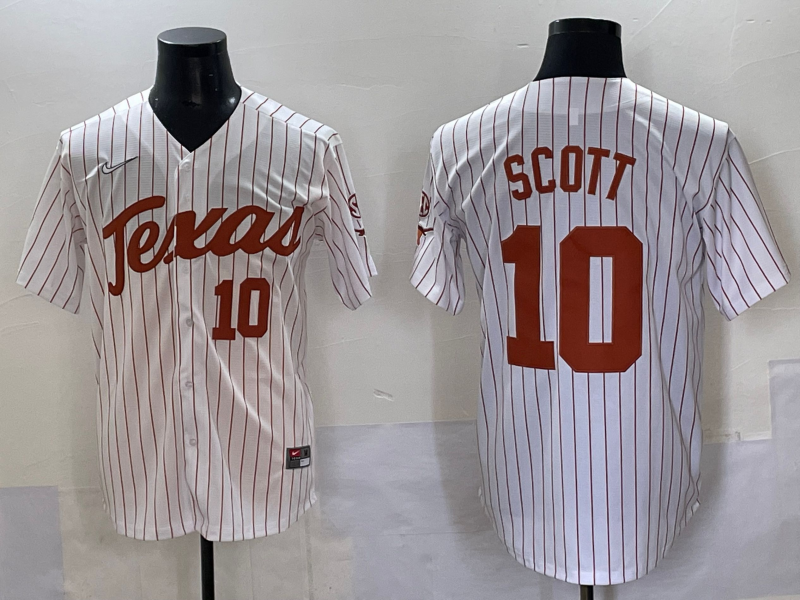 Men's Texas Longhorns Mia Scott #10 White Replica Player Jersey