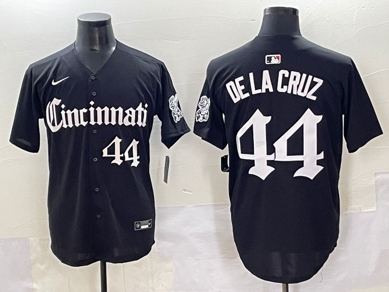 Men's Cleveland Guardians Elly De La Cruz #44 Black Replica Player Jersey