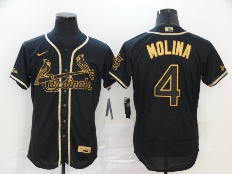 Men's St. Louis Cardinals Yadier Molina #4 Black Stitched jersey
