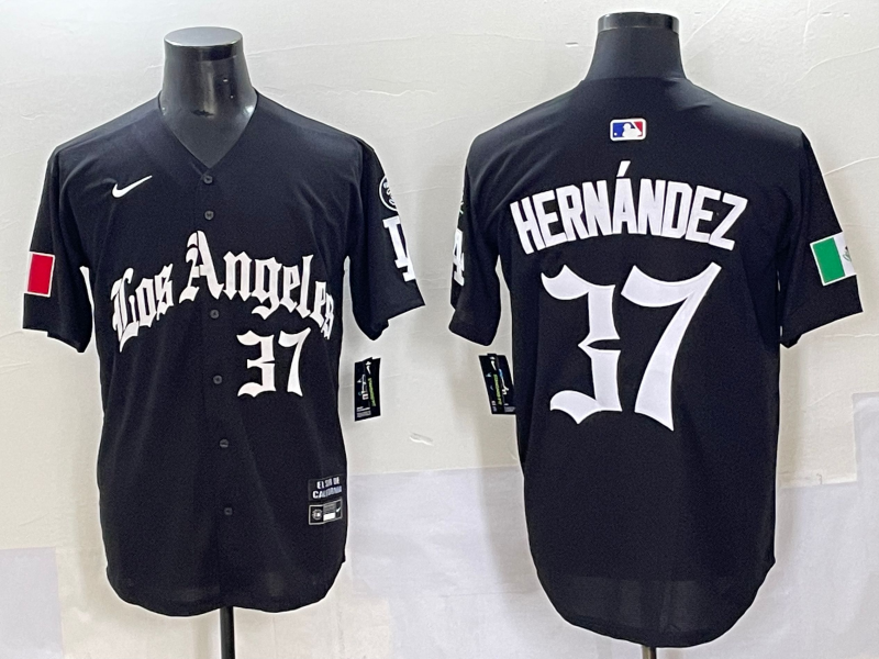 Men's Los Angeles Dodgers Teoscar Hernandez #37 Black Replica Game Jersey
