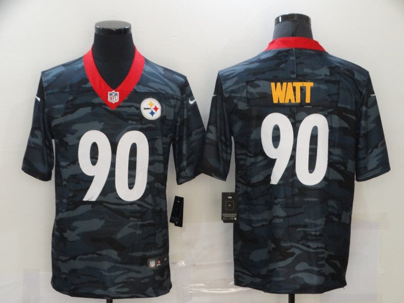 Men's Pittsburgh Steelers T.J. Watt #90 Gray Camouflage Game jersey