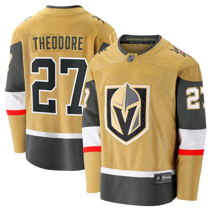 Men's Vegas Golden Knights Shea Theodore #27 Gold Home Breakaway jersey