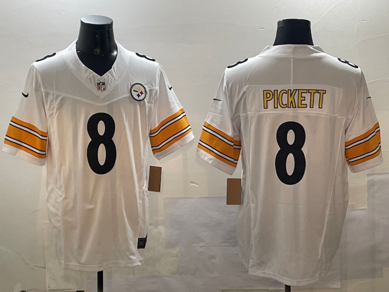 Men's Pittsburgh Steelers Kenny Pickett #8 White Game jersey