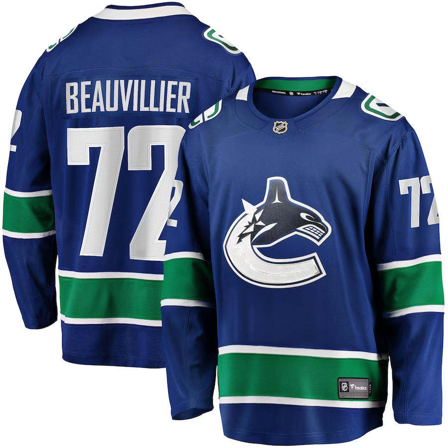 Men's Vancouver Canucks Anthony Beauvillier #72 Blue Home Breakaway jersey