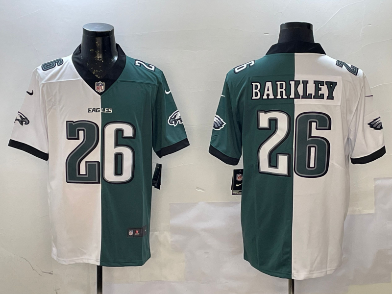 Men's Philadelphia Eagles Saquon Barkley #26 White/Green Game Player jersey