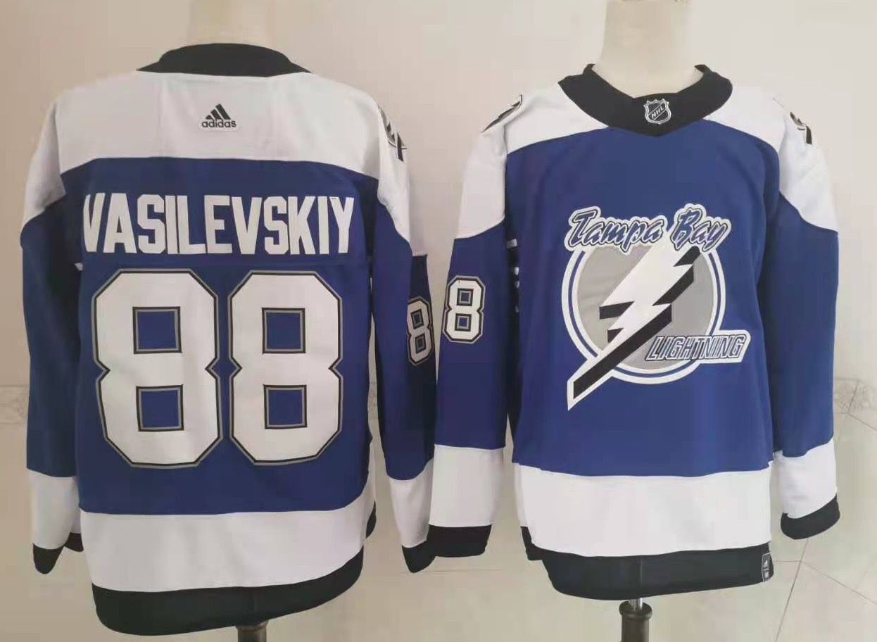 Men's Tampa Bay Lightning Andrei Vasilevskiy #88 Blue Home Breakaway Player jersey
