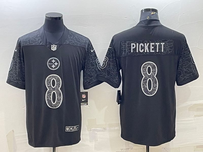 Men's Pittsburgh Steelers Kenny Pickett #8 Black Retired Player RFLCTV Limited jersey