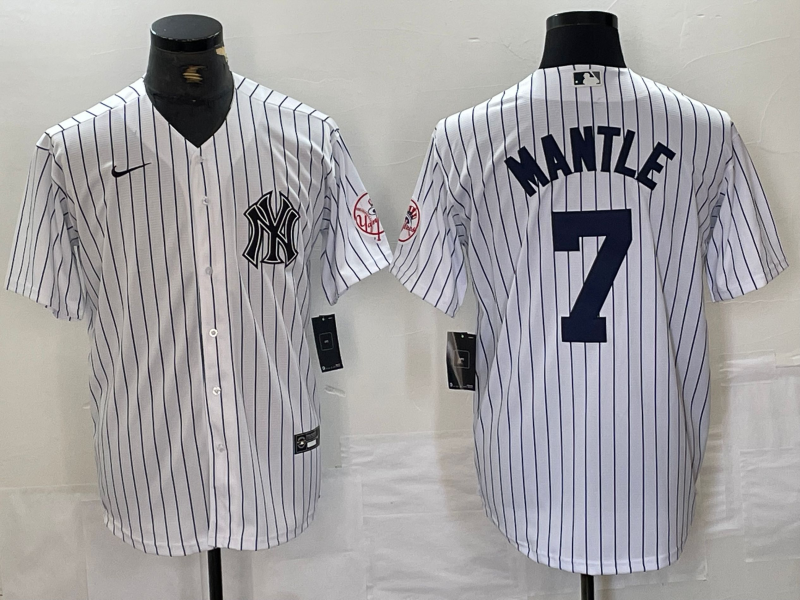 Men's New York Yankees Mickey Mantle #7 White Limited Player jersey