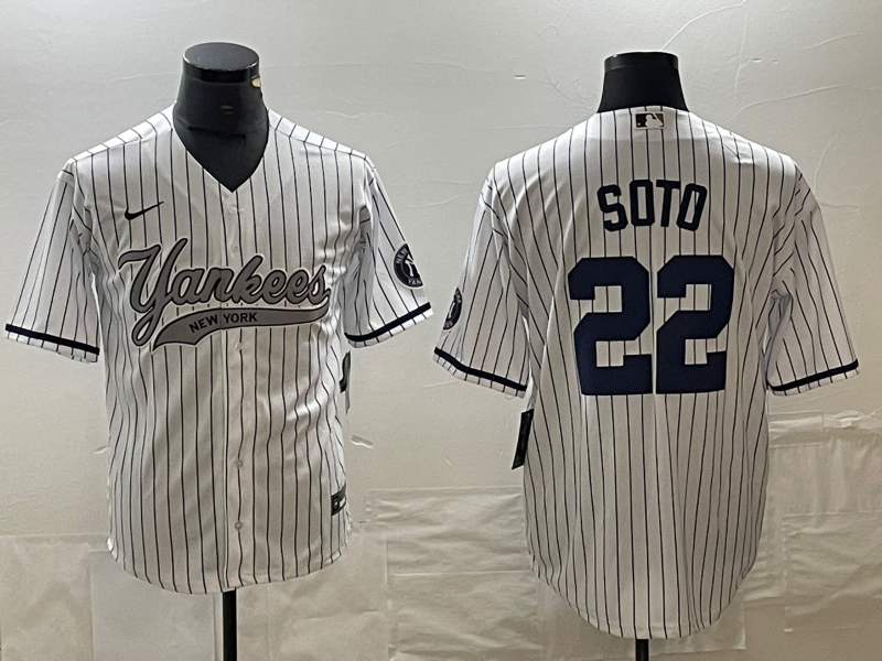 Men's New York Yankees Juan Soto #22 White Game jersey Joint Edition