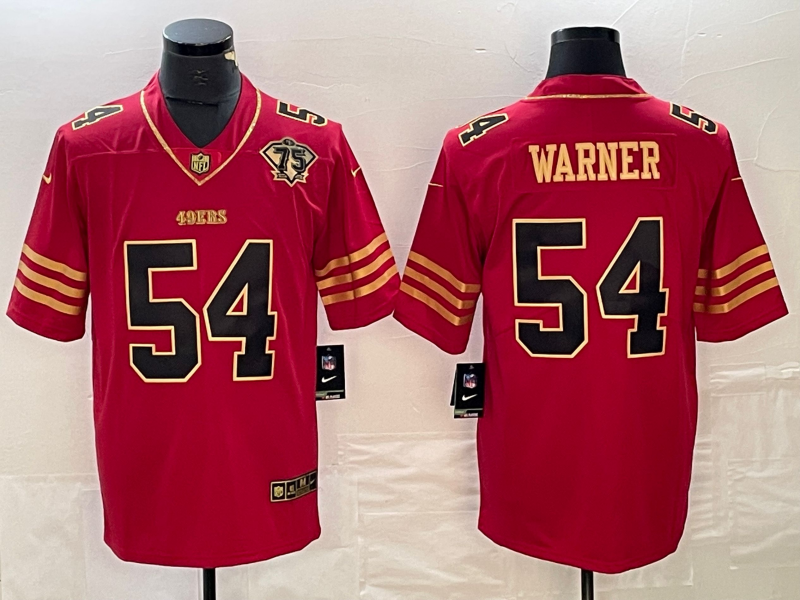 Men's San Francisco 49ers Fred Warner #54 Scarlet Player Game jersey