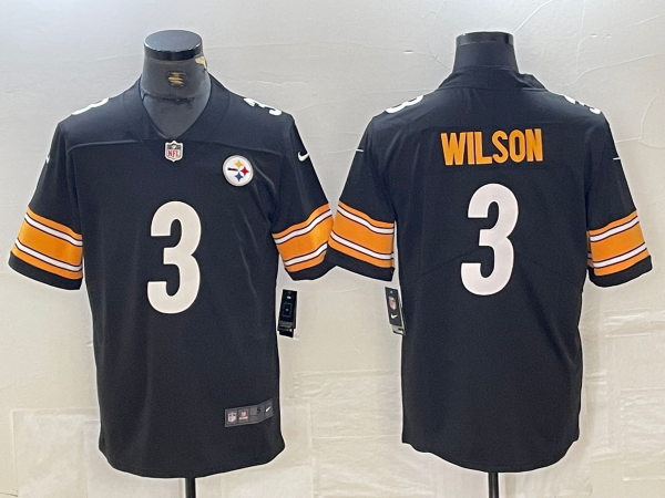 Men's Pittsburgh Steelers Russell Wilson #3 Black Game jersey