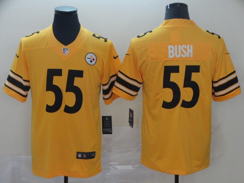 Men's Pittsburgh Steelers Devon Bush Jr. #55 Gold Inverted Team Game jersey
