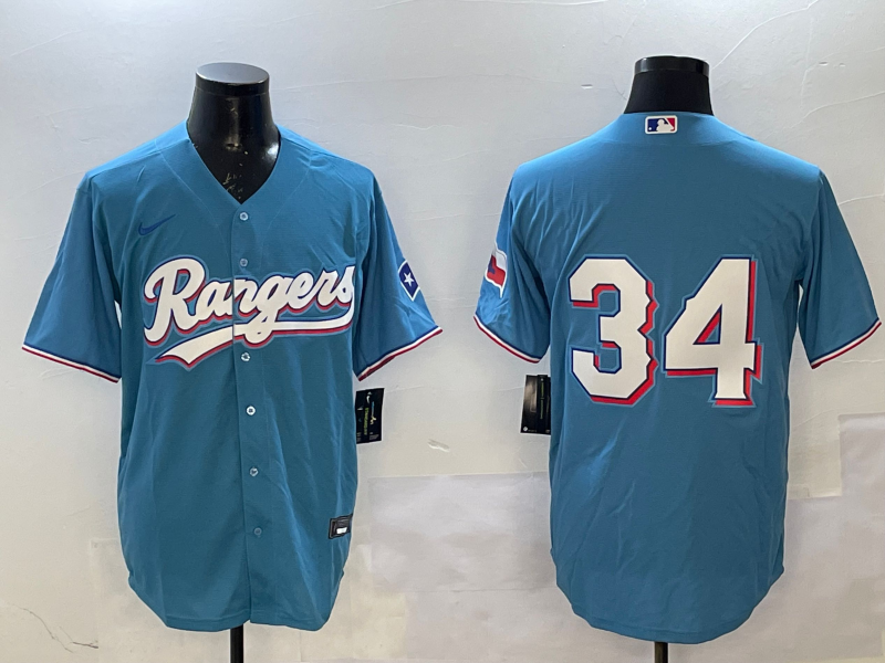 Men's Texas Rangers Nolan Ryan #34 Light Blue Player jersey