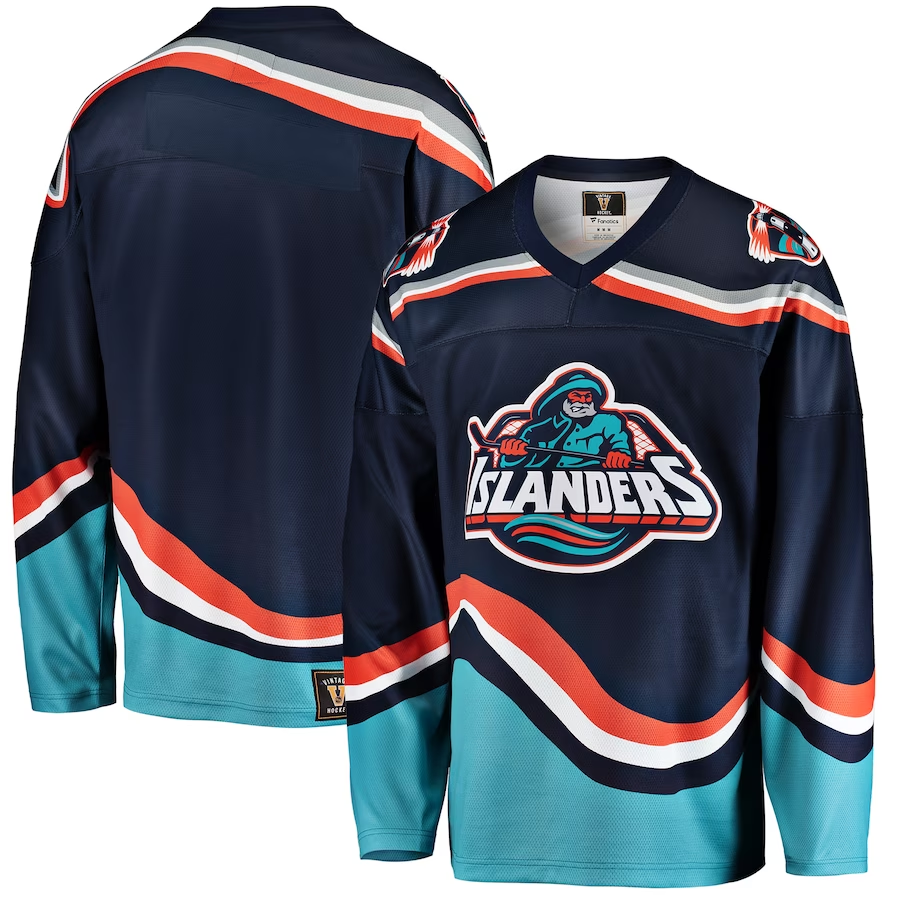 Men's New York Islanders Navy Premier Breakaway Heritage Blank jersey