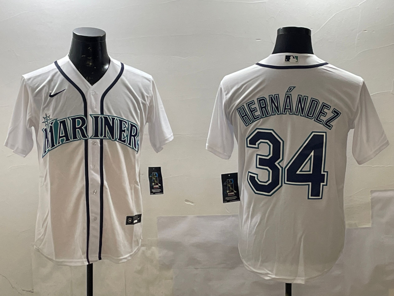 Men's Seattle Mariners Felix Hernandez #34 White Home Replica Player jersey